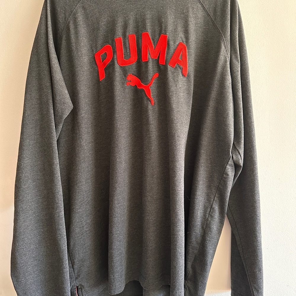 PUMA Gray Longsleeve with Red Embroidered Logo